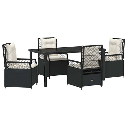 Tuin eettafelset 5 pcs Zwart poly rattan