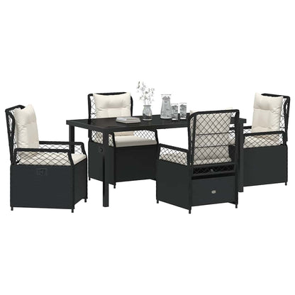 Tuin eettafelset 5 pcs Zwart poly rattan