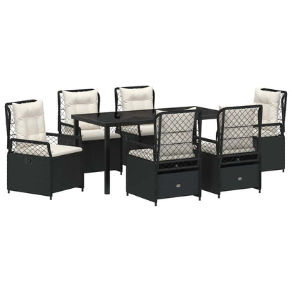 Tuin eettafelset 7 pcs Zwart poly rattan