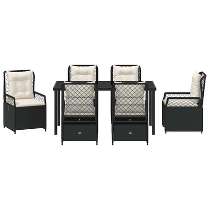 Tuin eettafelset 7 pcs Zwart poly rattan