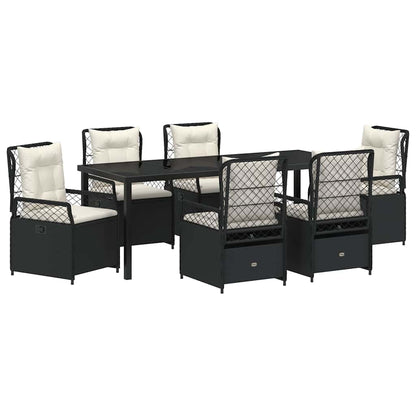 Tuin eettafelset 7 pcs Zwart poly rattan