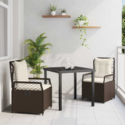 Eettafelset tuin poly rattan bruin 3-delig