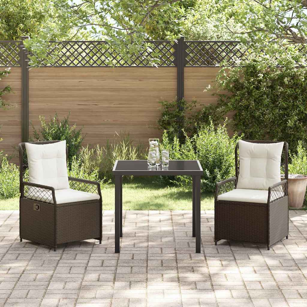 Tuin eettafelset 3 pcs Bruin poly rattan
