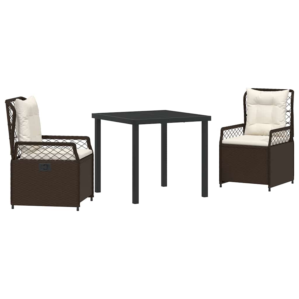 Tuin eettafelset 3 pcs Bruin poly rattan