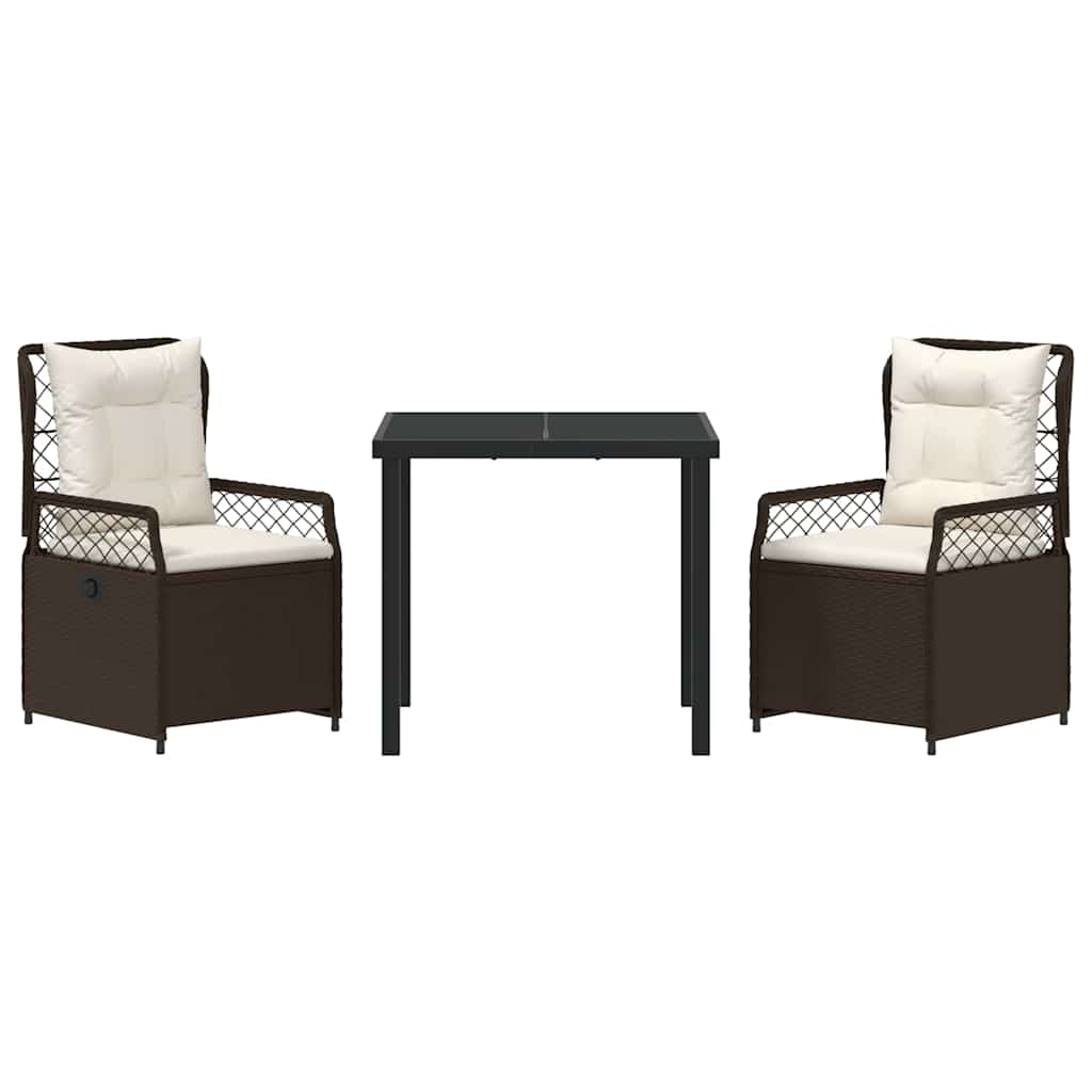 Tuin eettafelset 3 pcs Bruin poly rattan