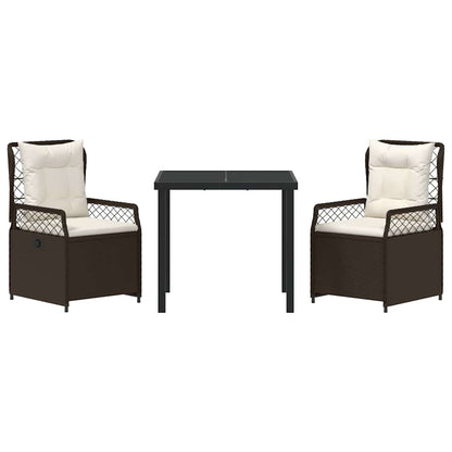 Tuin eettafelset 3 pcs Bruin poly rattan