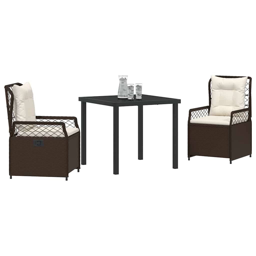 Tuin eettafelset 3 pcs Bruin poly rattan