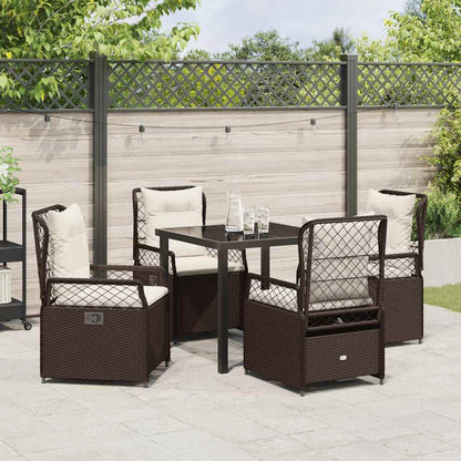 Tuin eettafelset 5 pcs Bruin poly rattan