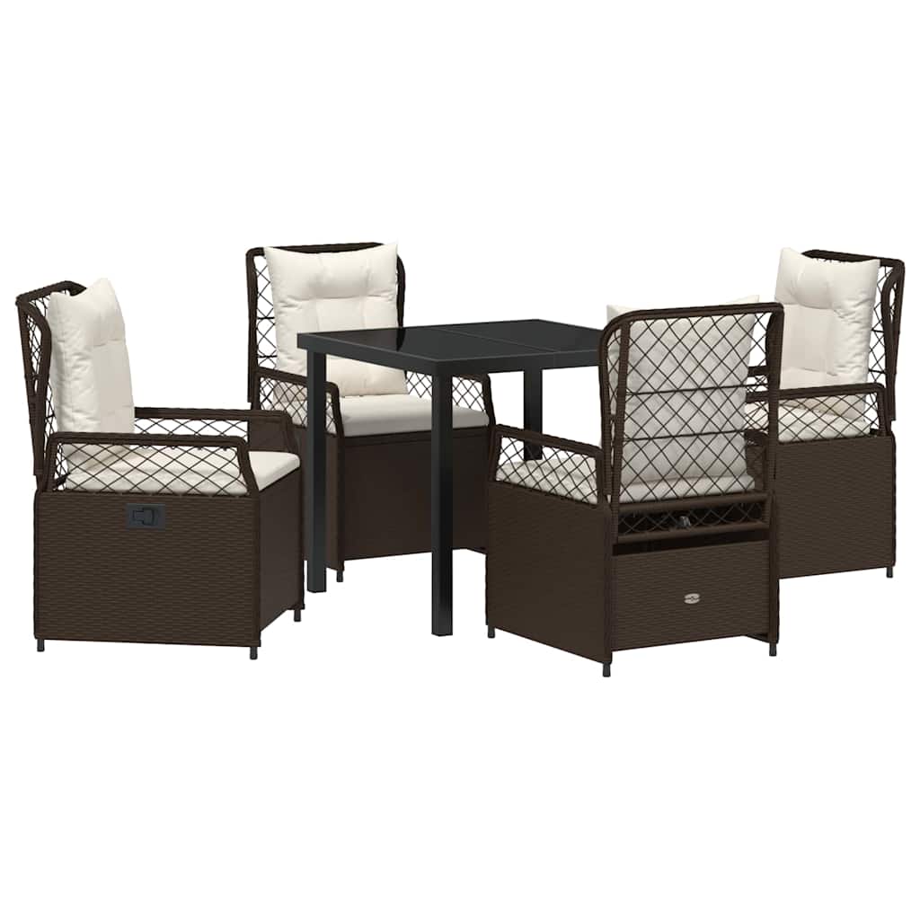 Tuin eettafelset 5 pcs Bruin poly rattan