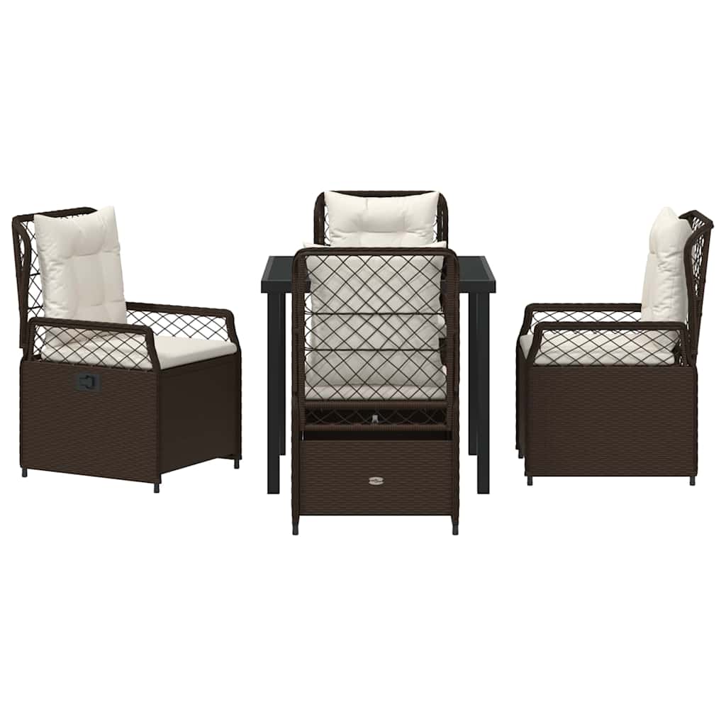 Tuin eettafelset 5 pcs Bruin poly rattan