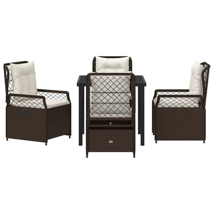 Tuin eettafelset 5 pcs Bruin poly rattan