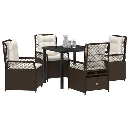 Tuin eettafelset 5 pcs Bruin poly rattan