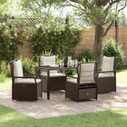 Tuin eettafelset 5 pcs poly rattan bruin
