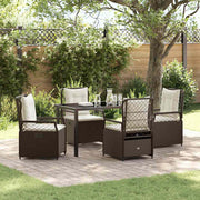 Tuin eettafelset 5 pcs poly rattan bruin
