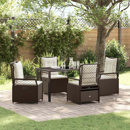 Tuin eettafelset 5 pcs Bruin poly rattan