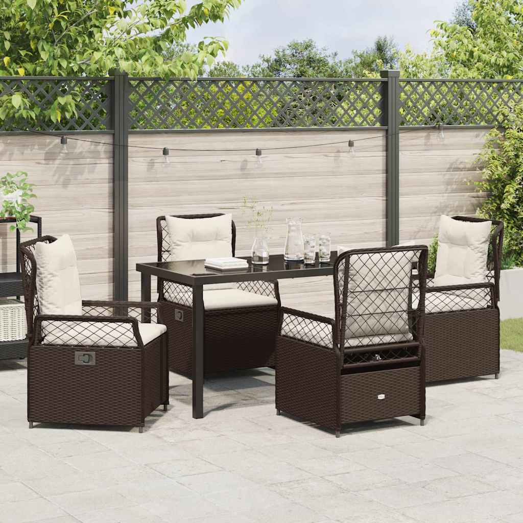 Tuin eettafelset 5 pcs Bruin poly rattan