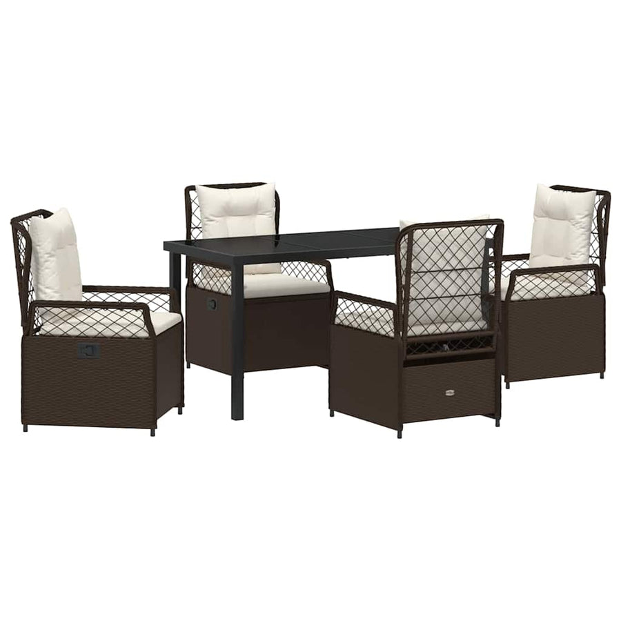 Tuin eettafelset 5 pcs Bruin poly rattan