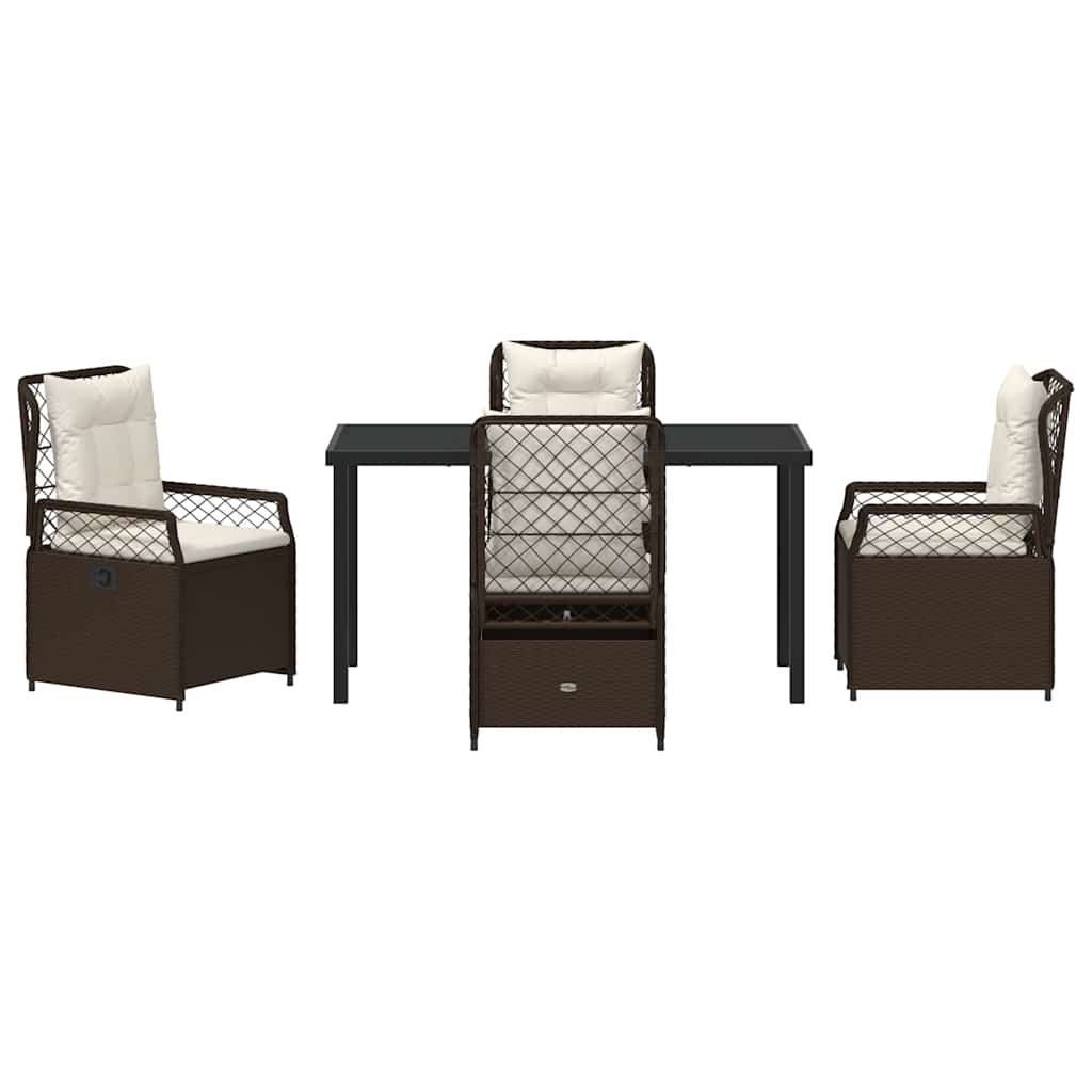 Tuin eettafelset 5 pcs Bruin poly rattan
