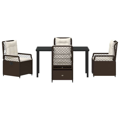 Tuin eettafelset 5 pcs Bruin poly rattan