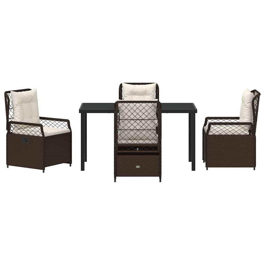 Tuin eettafelset 5 pcs Bruin poly rattan