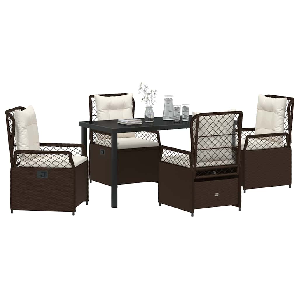 Tuin eettafelset 5 pcs Bruin poly rattan