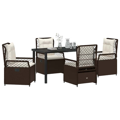 Tuin eettafelset 5 pcs Bruin poly rattan