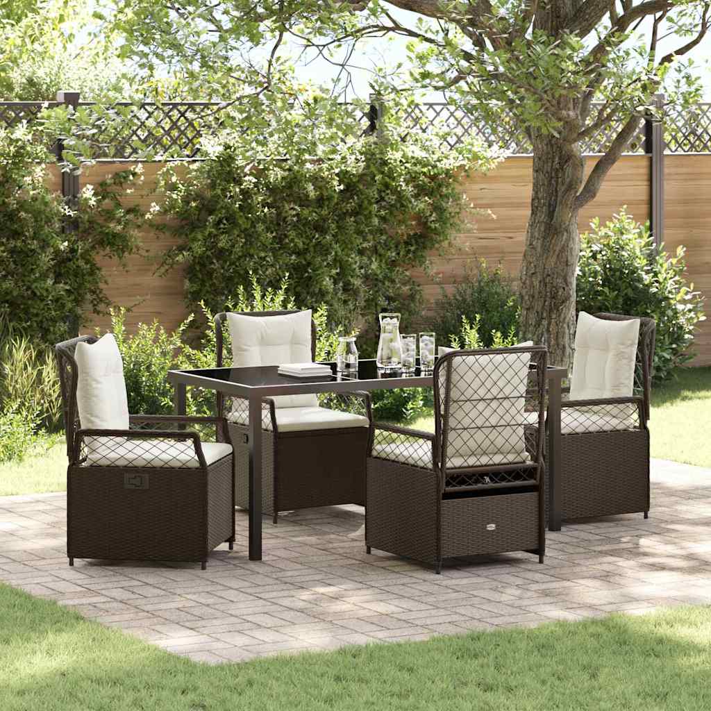 Tuin eettafelset 5 pcs Bruin poly rattan