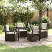 Eettafelset tuin poly rattan bruin 5-delig
