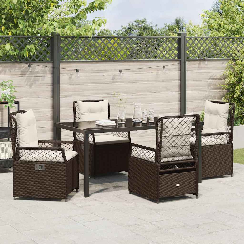 Tuin eettafelset 5 pcs Bruin poly rattan