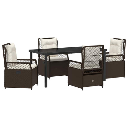 Tuin eettafelset 5 pcs Bruin poly rattan