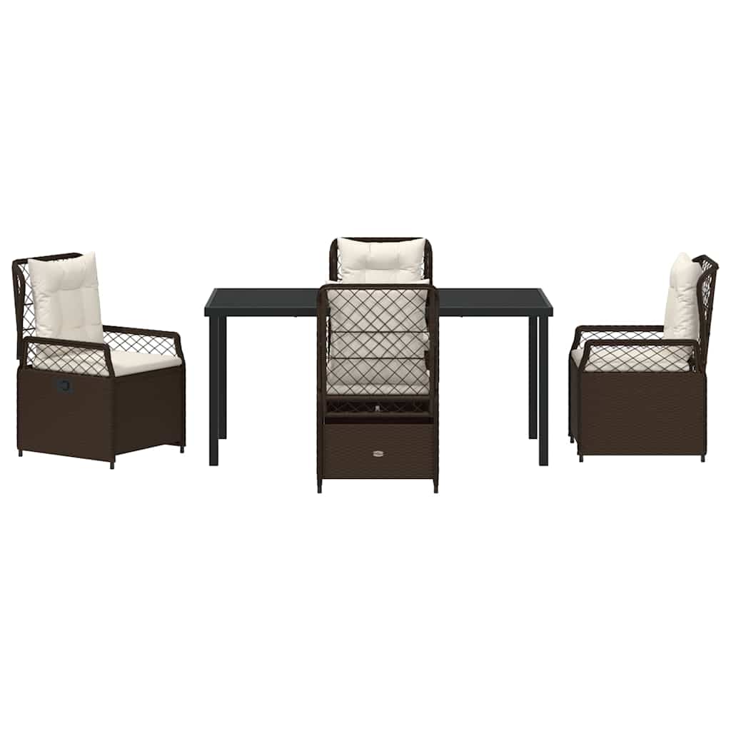 Tuin eettafelset 5 pcs Bruin poly rattan