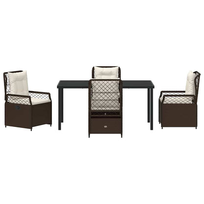 Tuin eettafelset 5 pcs Bruin poly rattan