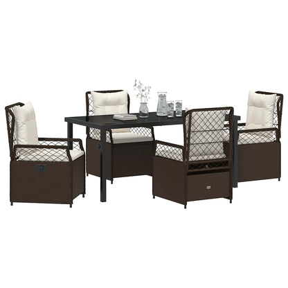 Tuin eettafelset 5 pcs Bruin poly rattan