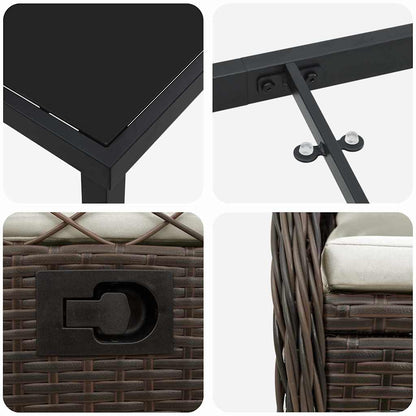 Tuin eettafelset 7 pcs Bruin poly rattan