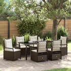 Tuinset poly rattan 7-delig bruin