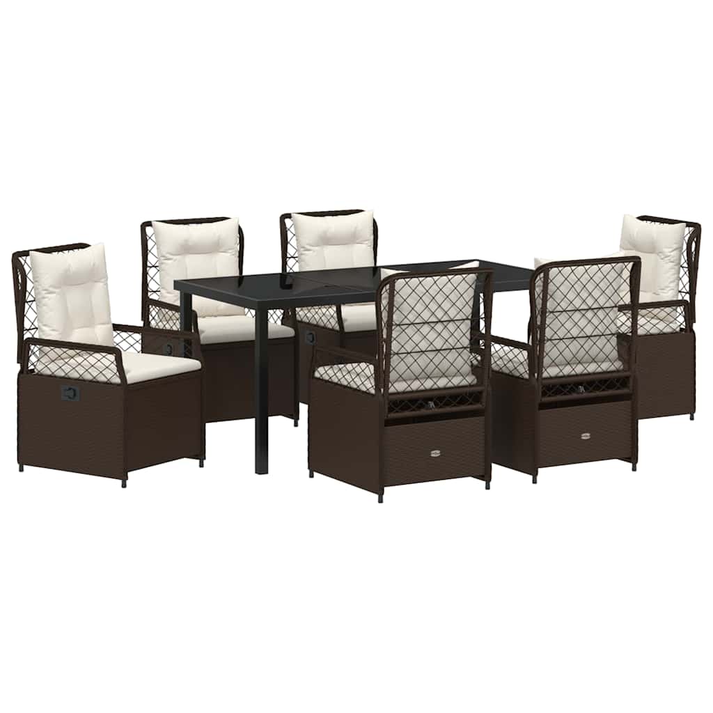 Tuin eettafelset 7 pcs Bruin poly rattan