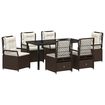 Tuin eettafelset 7 pcs Bruin poly rattan