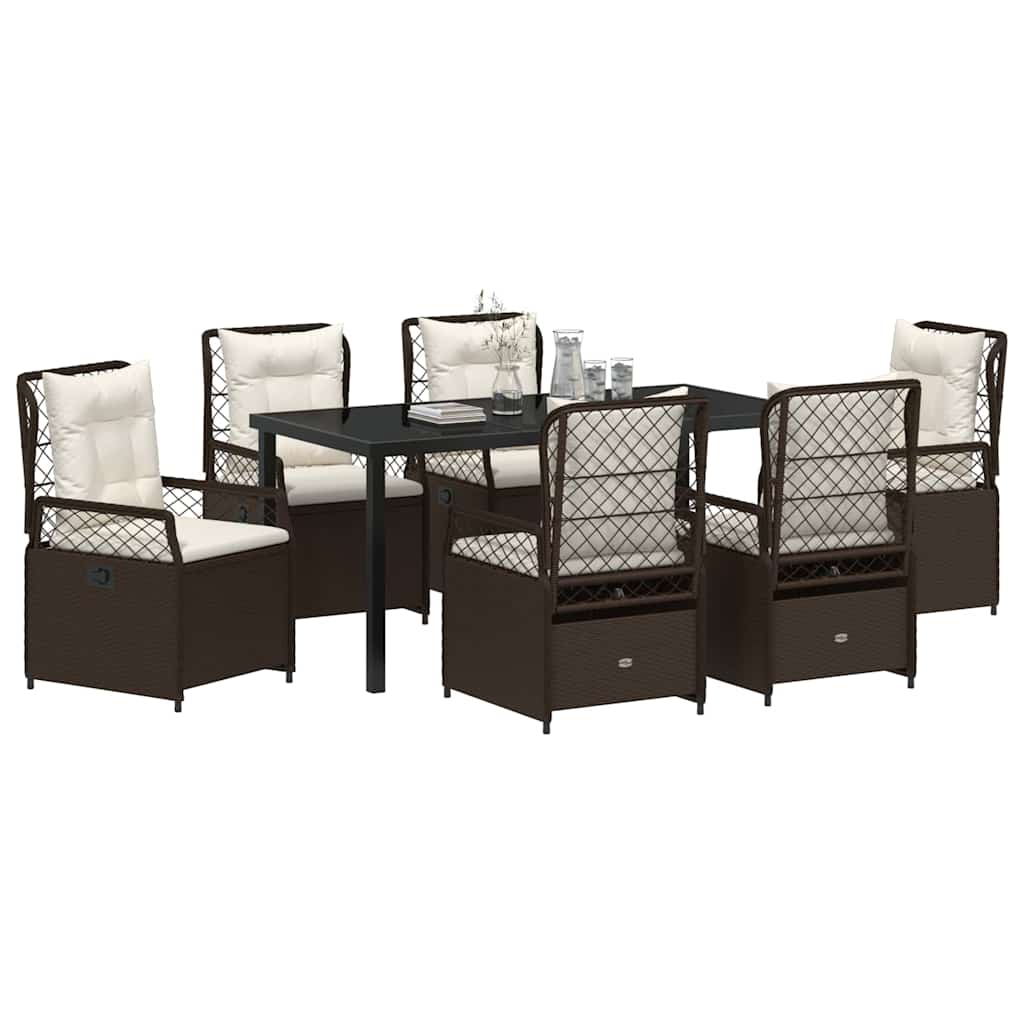 Tuin eettafelset 7 pcs Bruin poly rattan