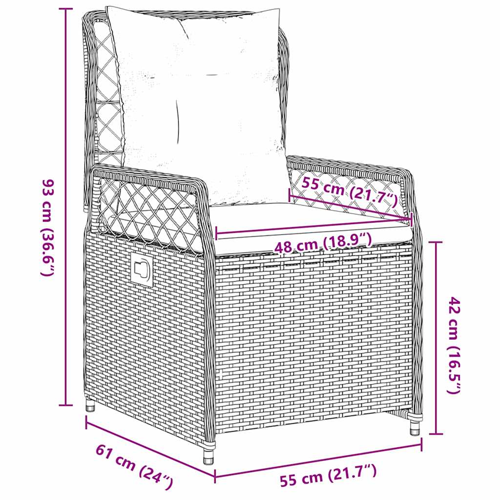 Tuin eettafelset 7 pcs Bruin poly rattan