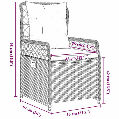Tuin eettafelset 7 pcs Bruin poly rattan