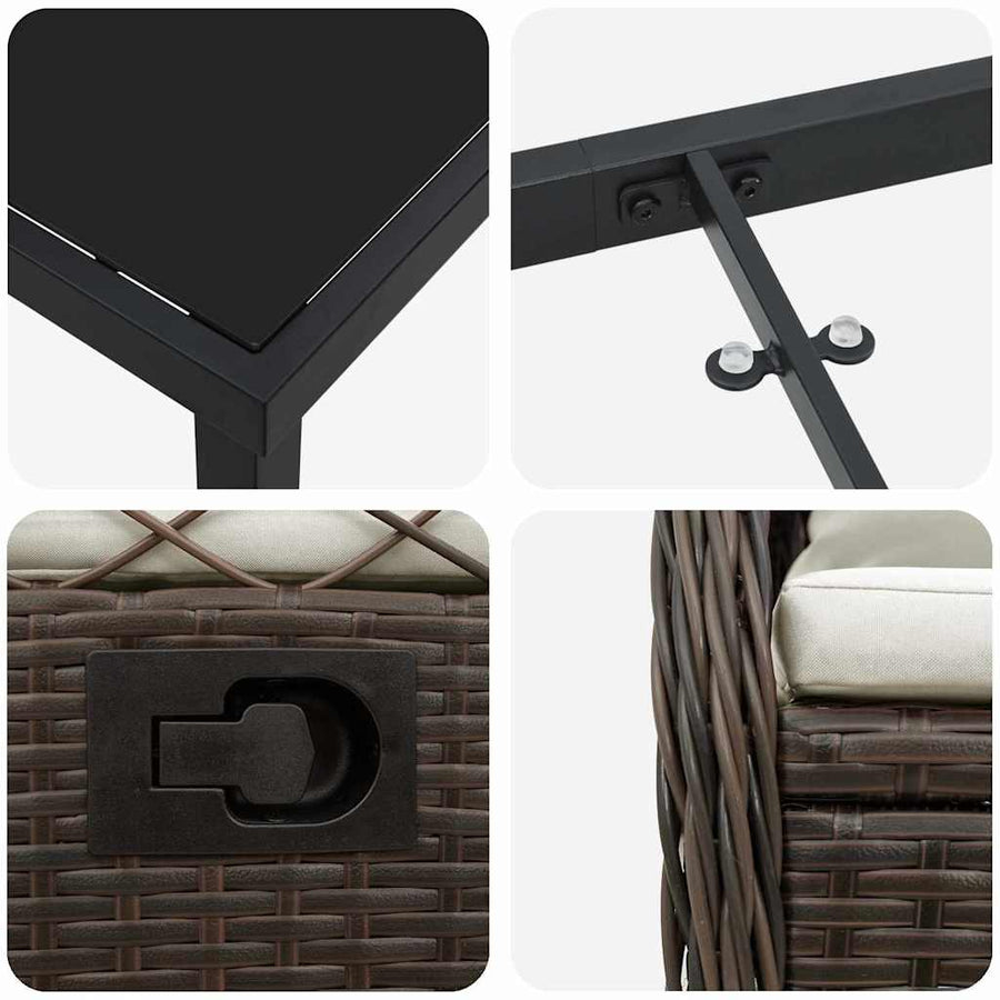 Tuin eettafelset 7 pcs Bruin poly rattan