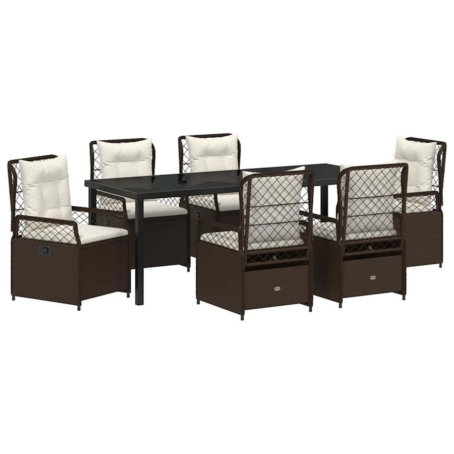 Tuin eettafelset 7 pcs Bruin poly rattan