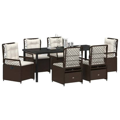 Tuin eettafelset 7 pcs Bruin poly rattan