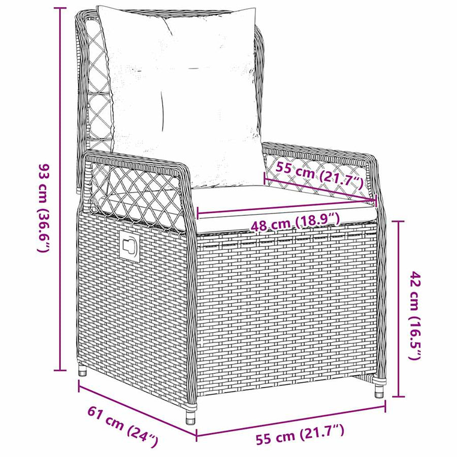 Tuin eettafelset 7 pcs Bruin poly rattan