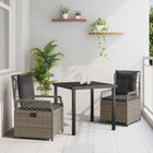Tuin eettafelset 3-delig poly rattan grijs