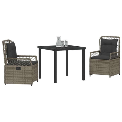 Tuin eettafelset 3 pcs Grijs poly rattan