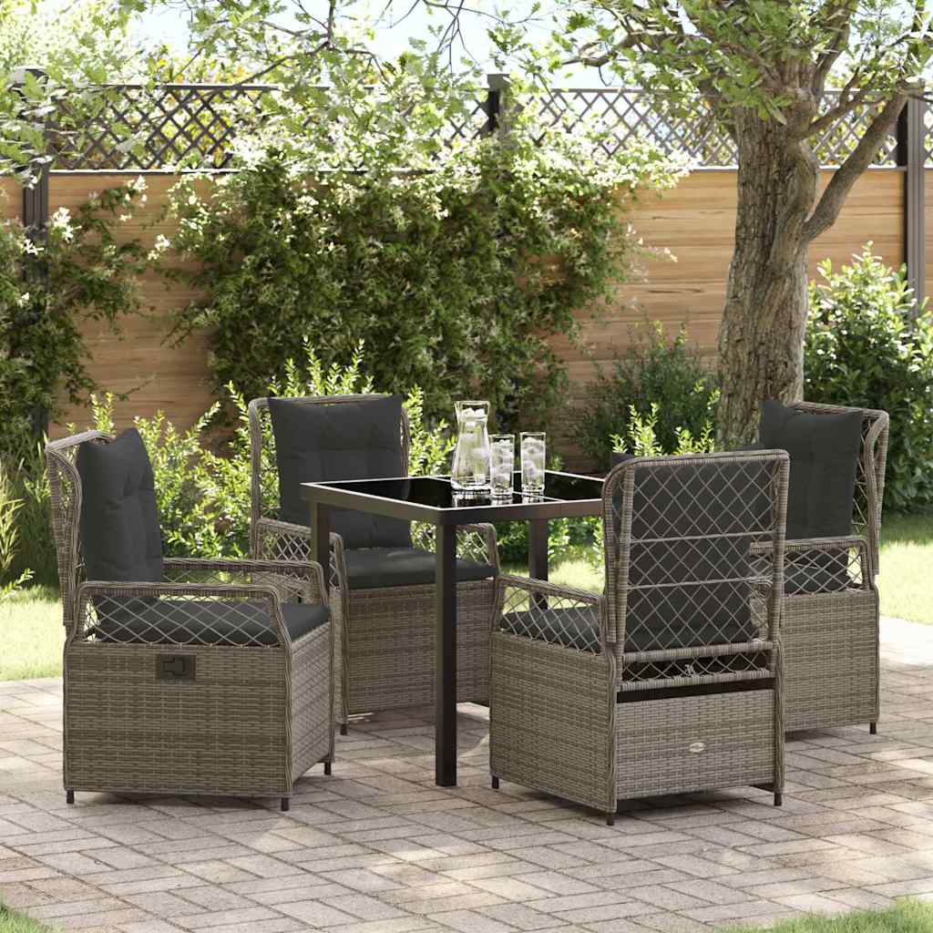 Tuin eettafelset 5 pcs Grijs poly rattan
