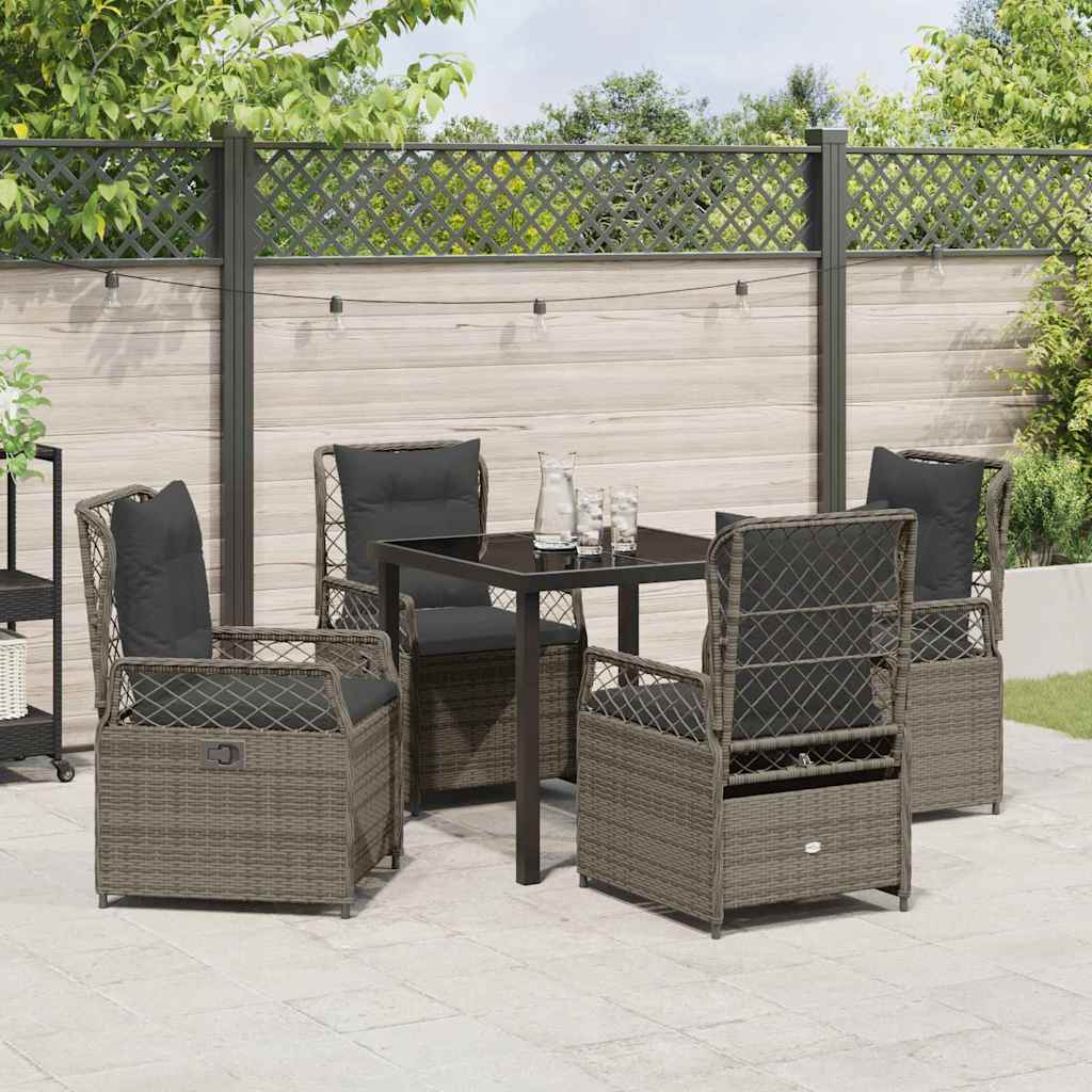 Tuin eettafelset 5 pcs Grijs poly rattan