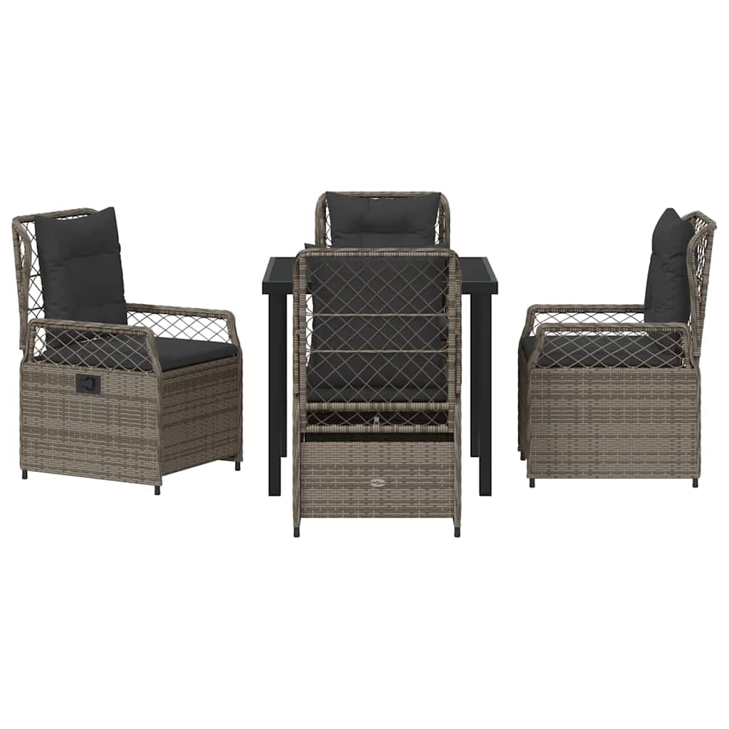 Tuin eettafelset 5 pcs Grijs poly rattan