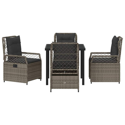 Tuin eettafelset 5 pcs Grijs poly rattan